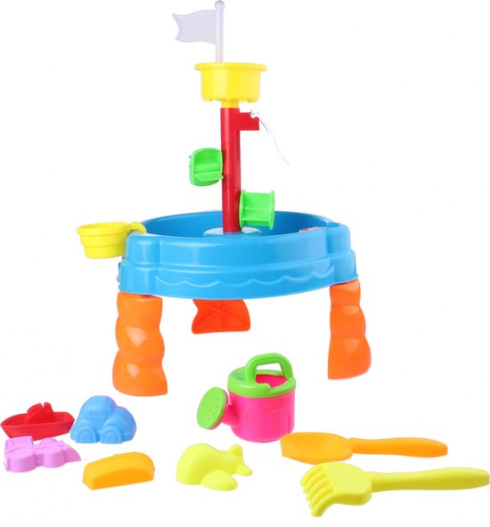 Eddy Toys Zand- En Watertafel - Met Bakje, Harkje, Schepje, Gieter En 5 Vormpjes - Ø 38 Cm - 58,5 Cm Hoog - Rood