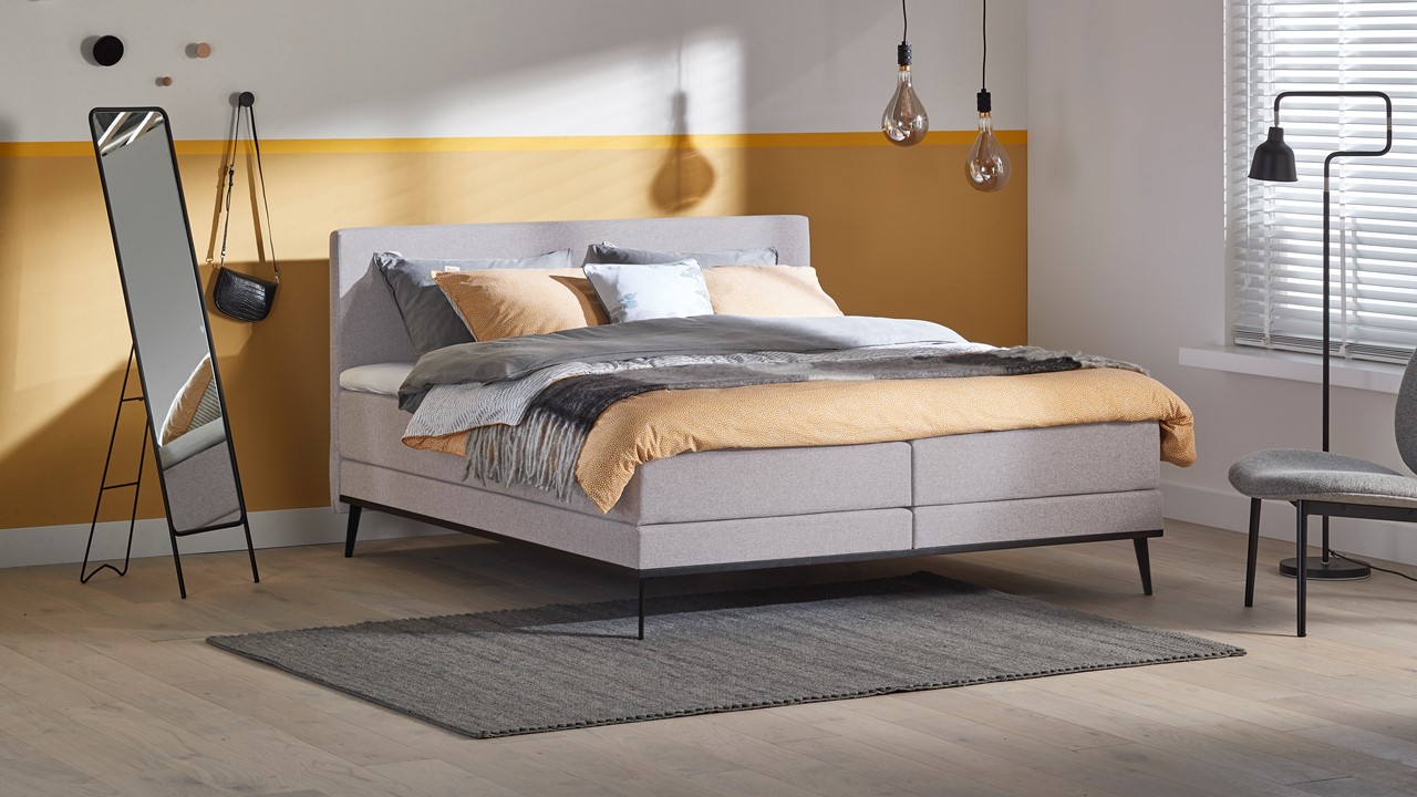 Boxspring Viggo Vlak Met Gestoffeerd Matras - 140 x 200 cm - oakland grijs