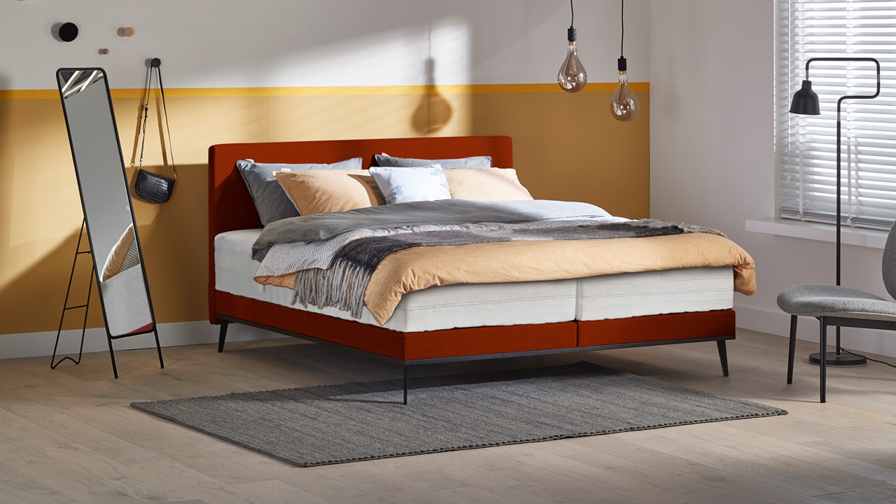 Boxspring Viggo Vlak Met Silver Pocket Deluxe Foam Matras - 180 x 200 cm - adore koper