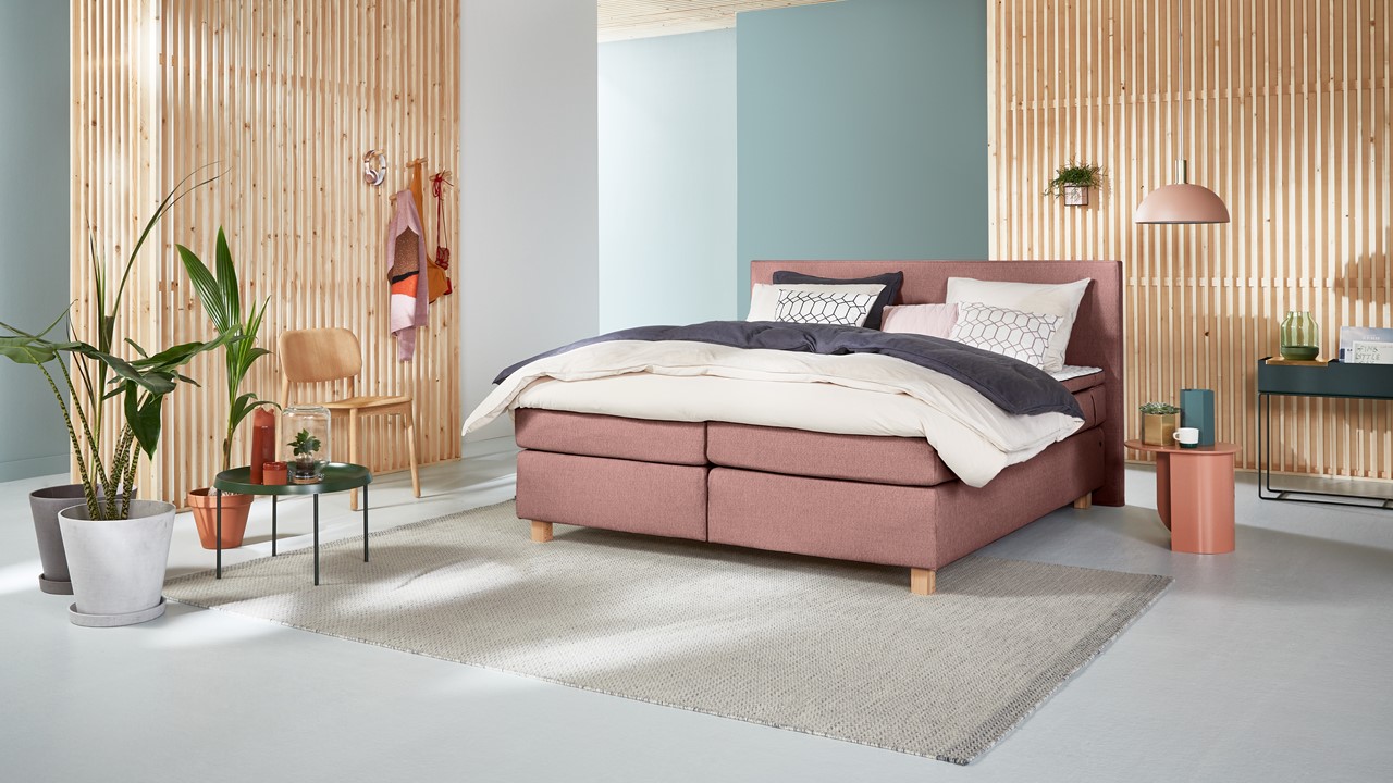 Element Boxspring Kiem Vlak Met Gestoffeerd Matras - 180 x 210 cm - lila