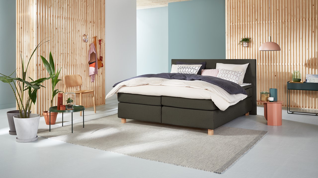 Element Boxspring Kiem Vlak Met Gestoffeerd Matras - 180 x 200 cm - antraciet