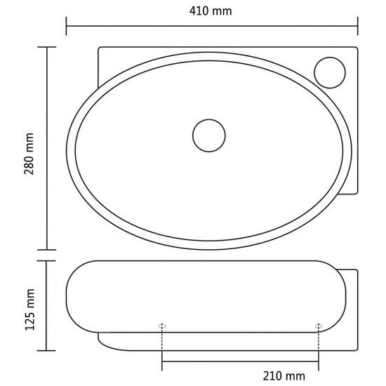 Vidaxl Wastafel Met Kraangat En Overloop Rond Keramiek - Zwart