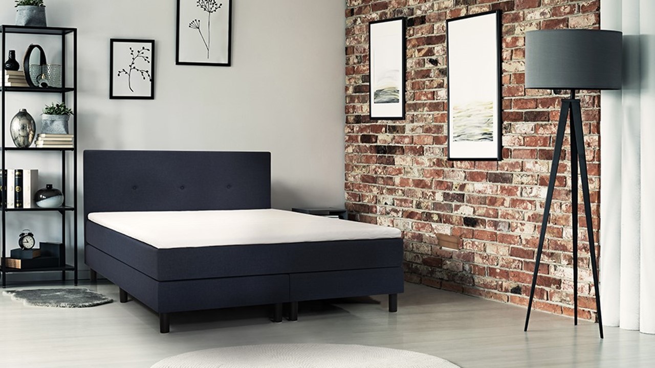 Boxspring Invito Vlak Met Gestoffeerd Matras - 140 x 200 cm - Blauw