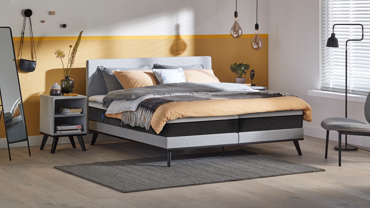 Boxspring Viggo Vlak Met Emma O2 Matras - 140 x 200 cm - oakland grijs