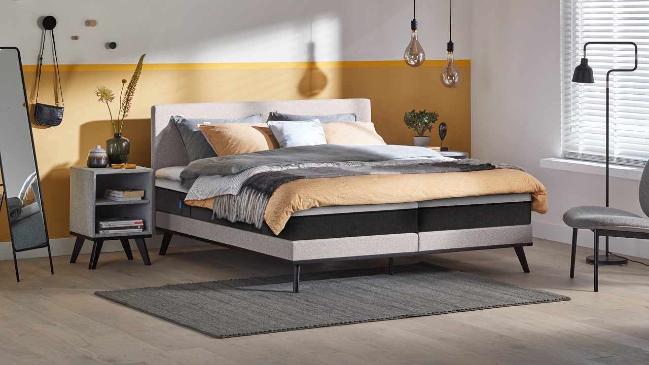 Boxspring Viggo Vlak Met Emma O2 Matras - 180 x 200 cm - oakland grijs