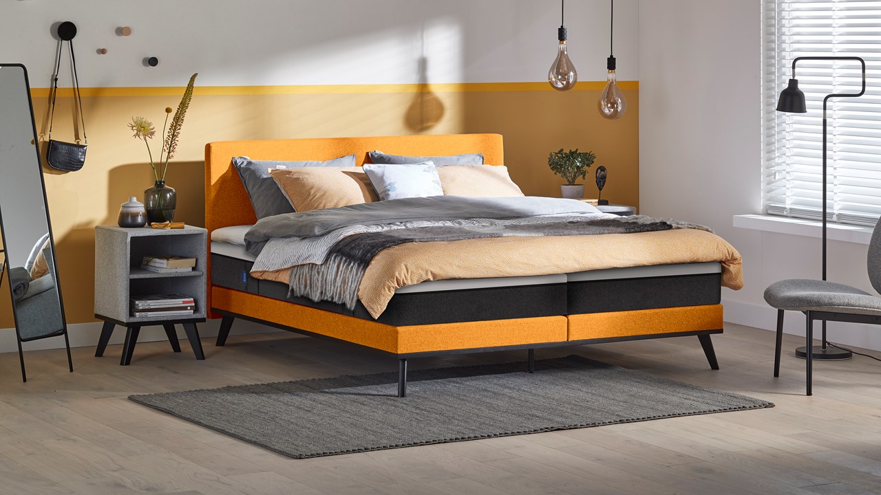 Boxspring Viggo Vlak Met Emma O2 Matras - 140 x 200 cm - adore goud