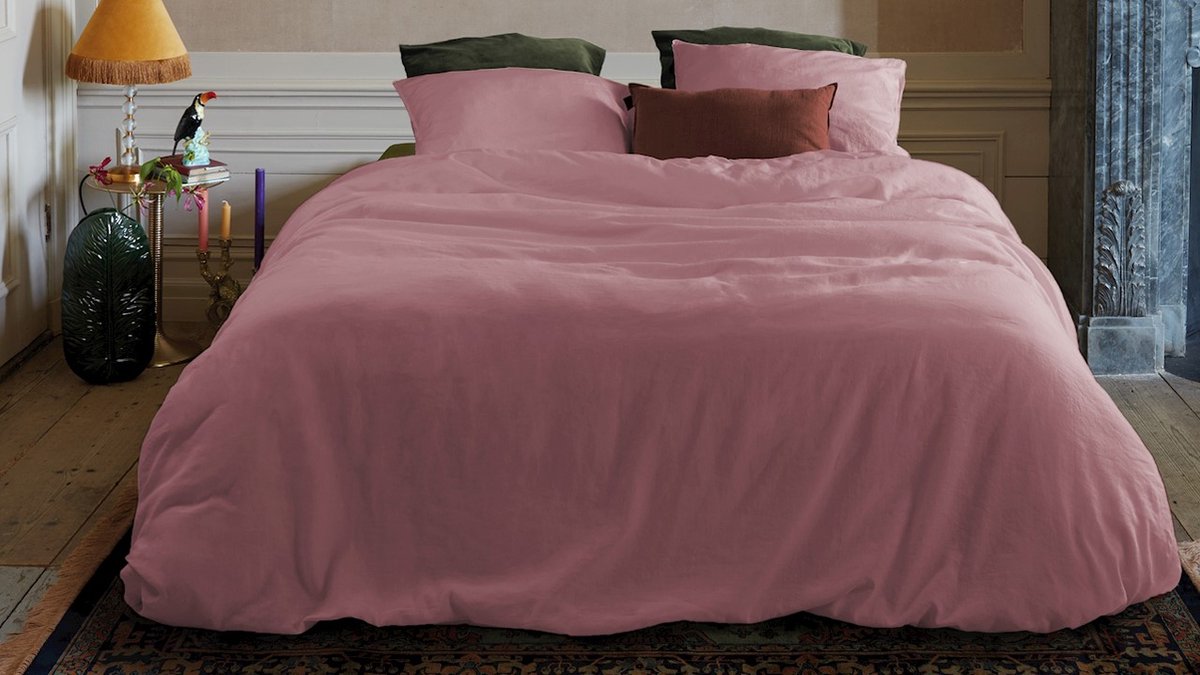 At Home With Marieke Dekbedovertrek Easy - 140 x 200/220 cm - Roze