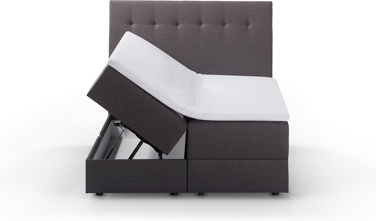 Beter Bed Opbergboxspring Ted Met Topper Premier Foam - 140 x 200 cm - Grijs