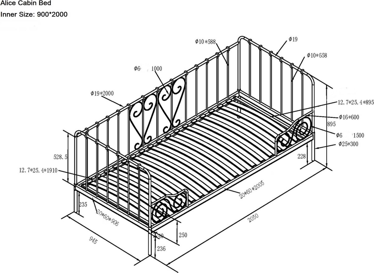 Vipack Kajuitbed Alice - 90 x 200 cm - Zwart