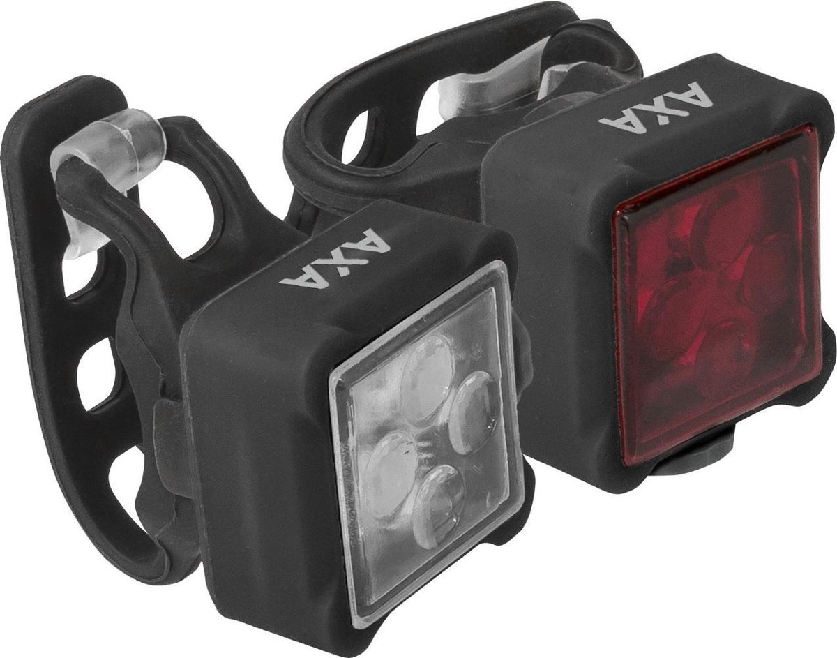 AXA verlichting set Niteline 44R usb - Zwart