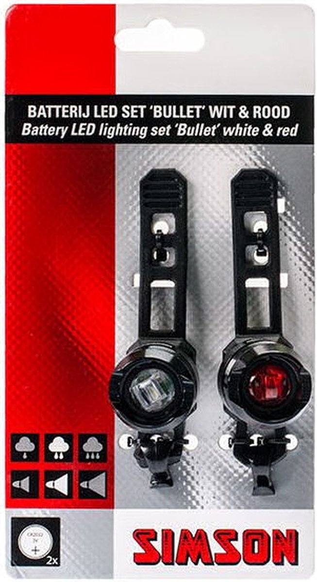Simson verlichtingsset Bullit batterij - Zwart
