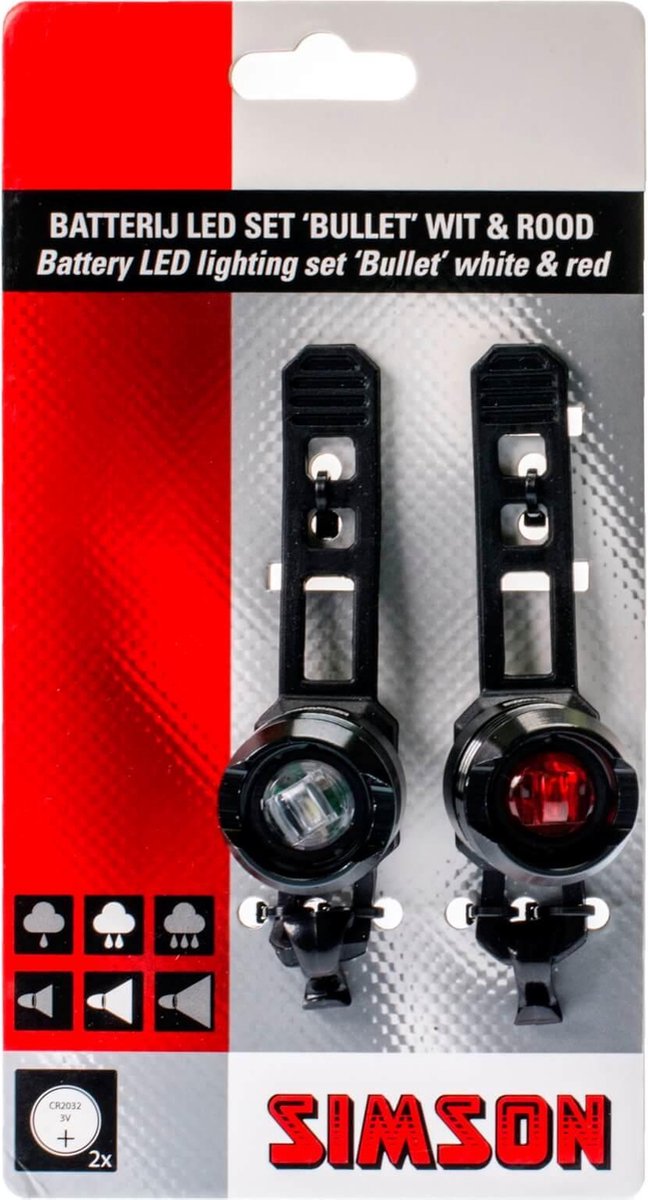 Simson verlichtingsset Bullit batterij - Zwart