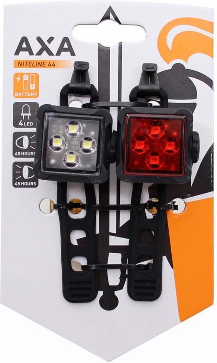 AXA verlichting set Niteline 44 batterij - Zwart