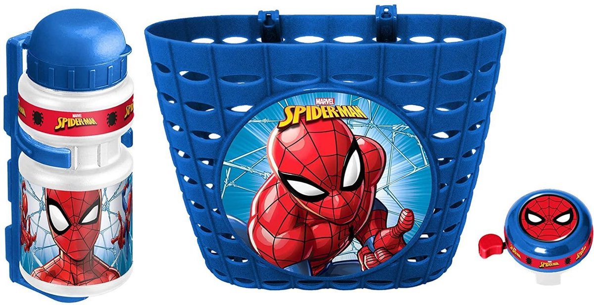 Stamp fietsaccessoireset Marvel Spider-Man junior 3-delig - Blauw