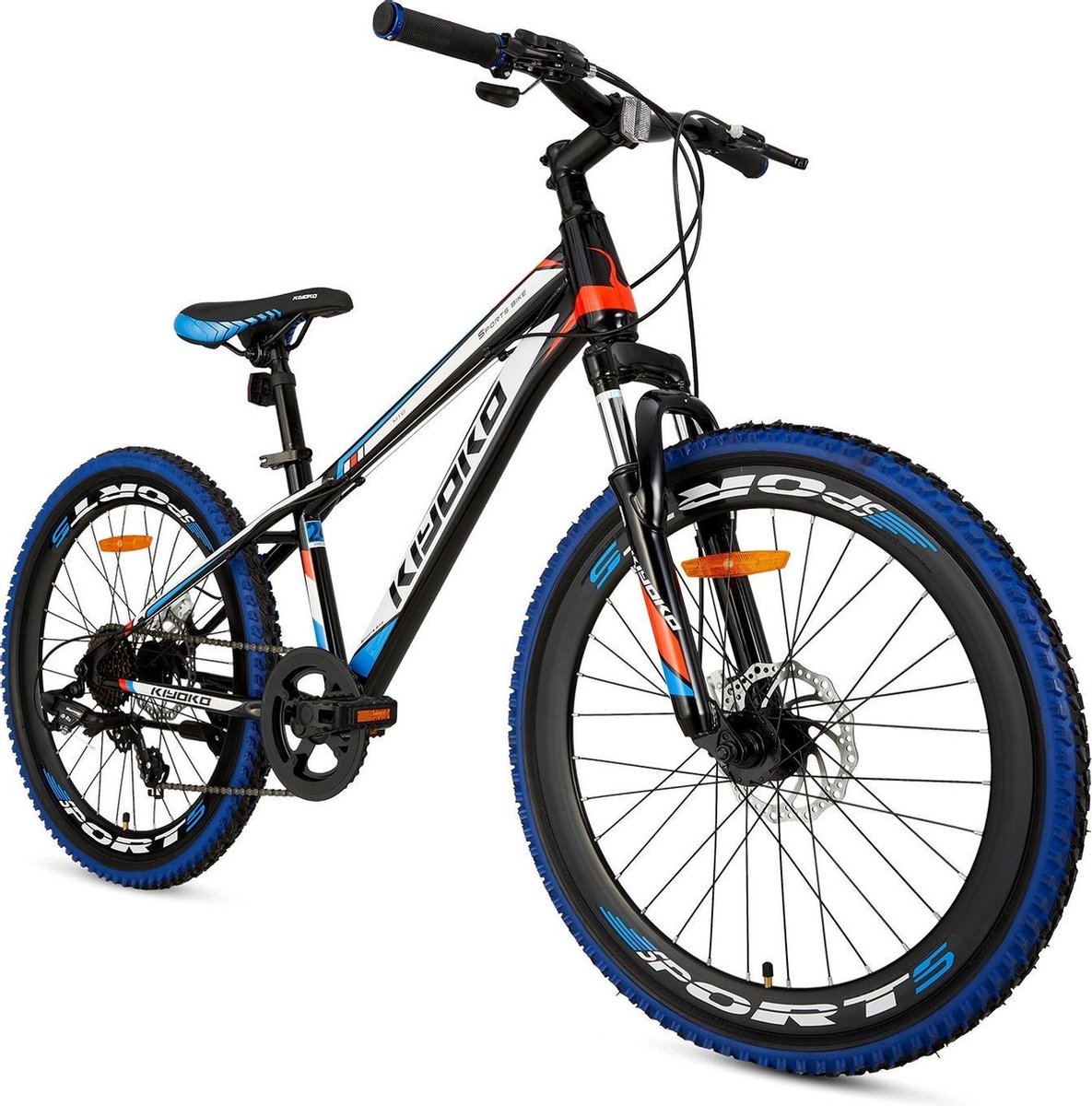 Kiyoko MTB 24 Inch 33 cm Jongens 7V Mechanische schijfrem - Zwart