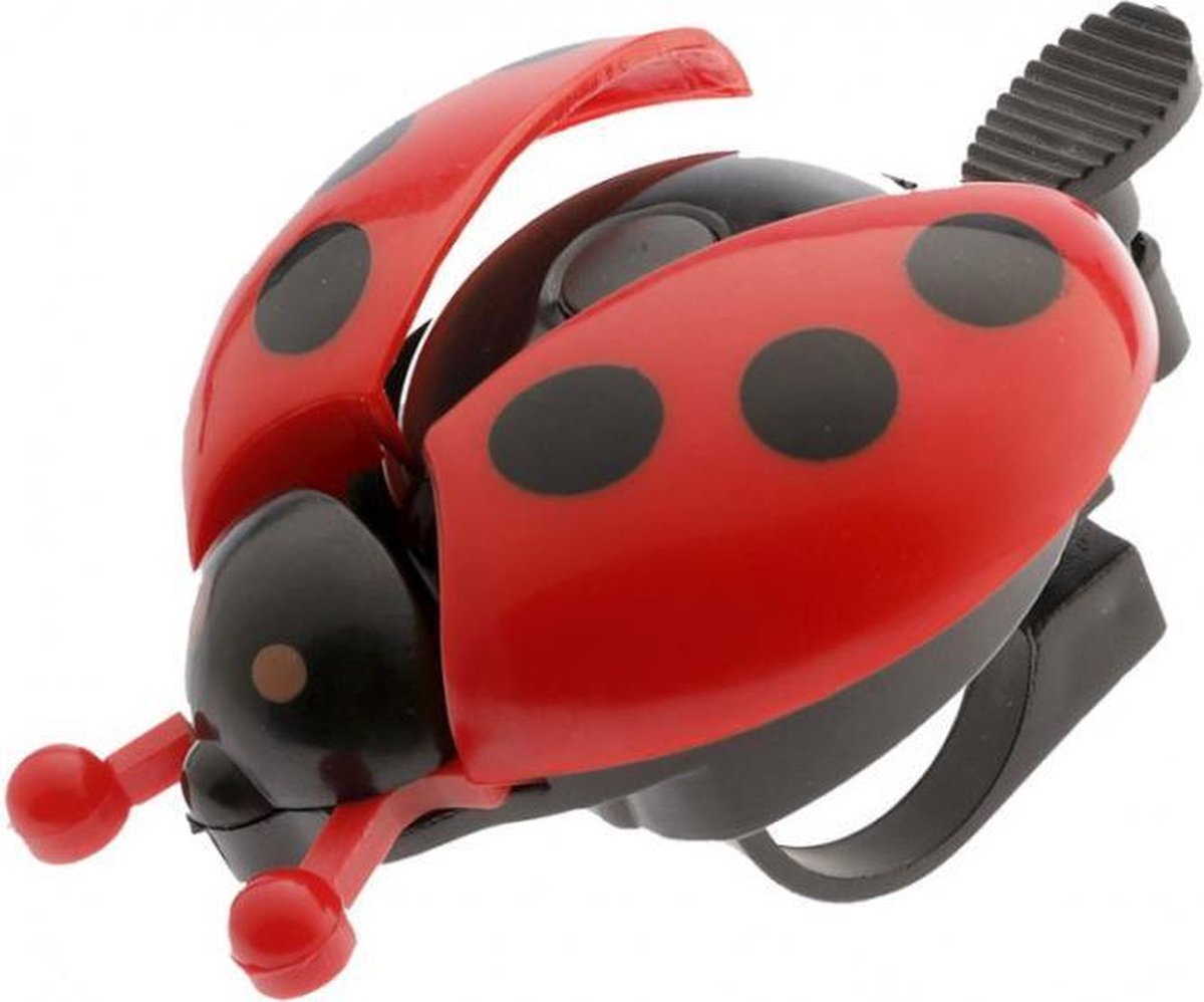 Pexkids fietsbel lieveheersbeestje junior 6,5 x 3,5 cm staal - Rood