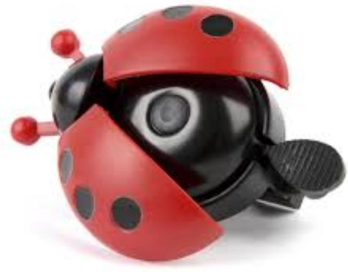 Pexkids fietsbel lieveheersbeestje junior 6,5 x 3,5 cm staal - Rood