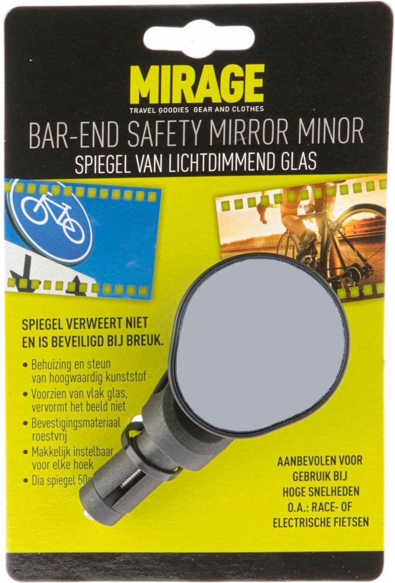 Mirage fietsspiegel bar-end e-bike links - Zwart