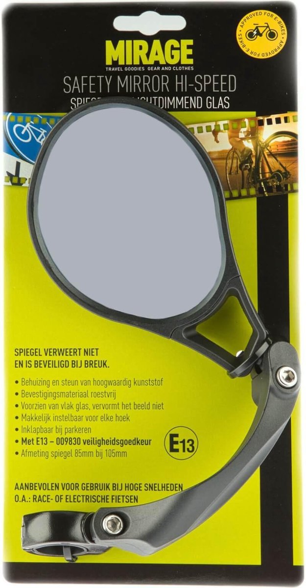 Mirage fietsspiegel Hi-Speed met klem links - Blauw