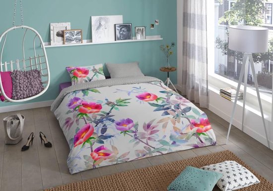 Good Morning Suzy Dekbedovertrek - 1-persoons (140x200/220 Cm + 1 Sloop) - Katoen - - Grijs