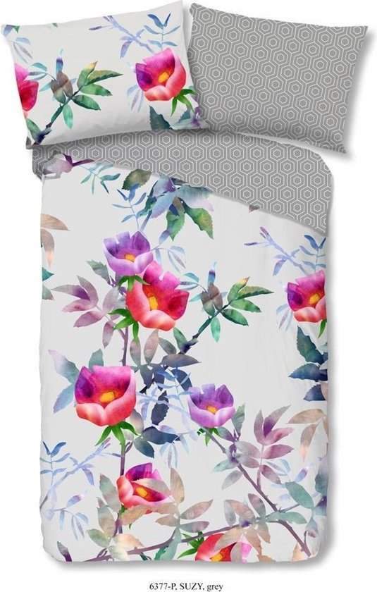 Good Morning Suzy Dekbedovertrek - 1-persoons (140x200/220 Cm + 1 Sloop) - Katoen - - Grijs