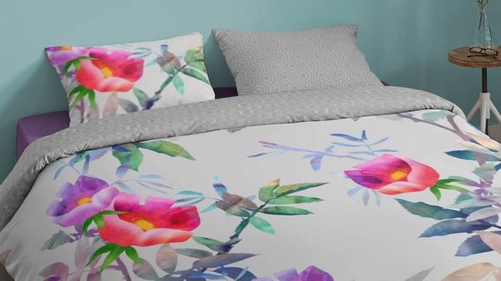 Good Morning Suzy Dekbedovertrek - 1-persoons (140x200/220 Cm + 1 Sloop) - Katoen - - Grijs