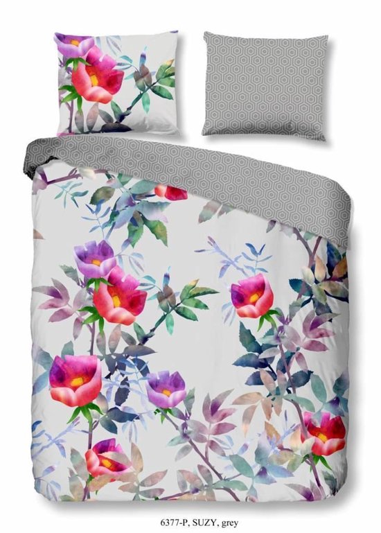 Good Morning Suzy Dekbedovertrek - 1-persoons (140x200/220 Cm + 1 Sloop) - Katoen - - Grijs