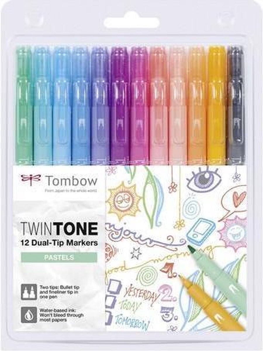 Tombow Doppelfasermaler ´Twintone´ Pastell Colours, 12er Set