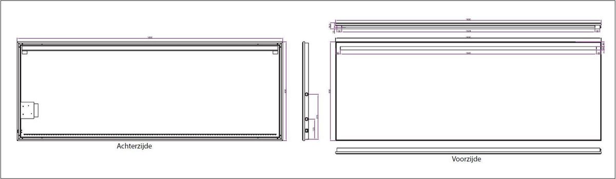Wiesbaden Ambi One spiegel 160x60 cm met dimbare LED-verlichting en spiegelverwarming