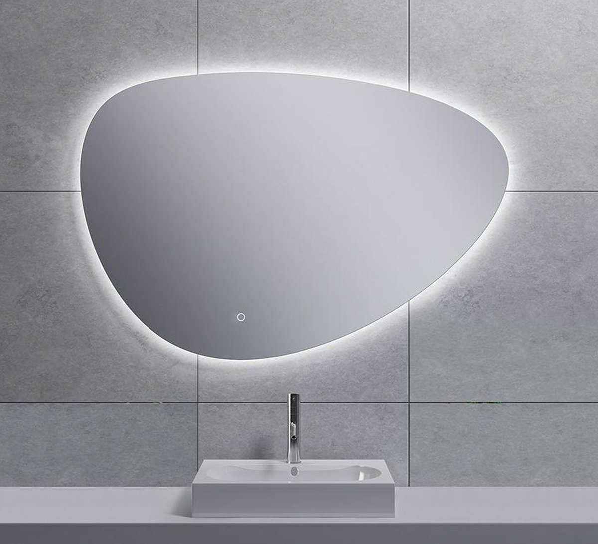 Wiesbaden Uovo spiegel asymmetrisch 100 cm met dimbare LED-verlichting en spiegelverwarming