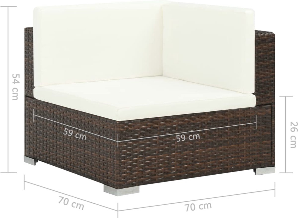 Vidaxl 6-delige Loungeset Met Kussens Poly Rattan - Bruin
