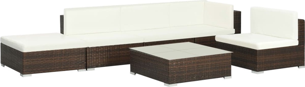 Vidaxl 6-delige Loungeset Met Kussens Poly Rattan - Marrón