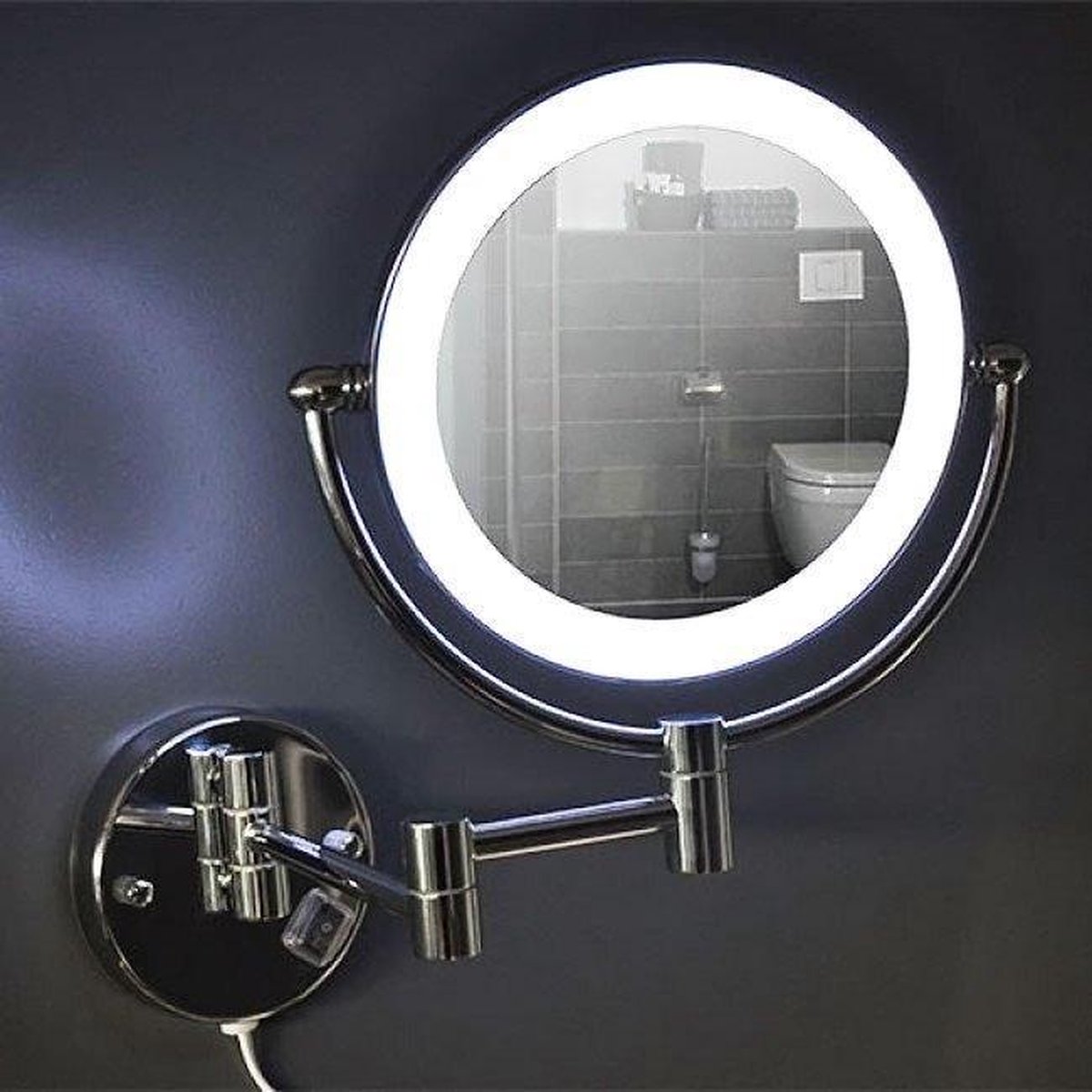 Wiesbaden Home scheerspiegel ø 20 cm met LED-verlichting, chroom