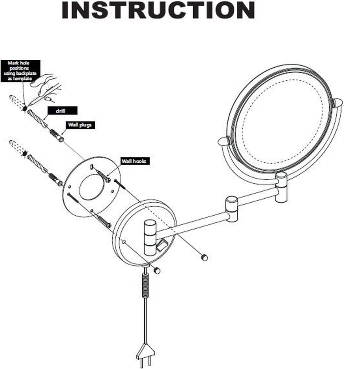 Wiesbaden Home scheerspiegel ø 20 cm met LED-verlichting, chroom