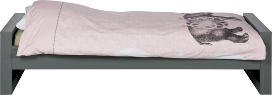 Woood Dennis Bed 90 x 200 cm - Donker - Grijs