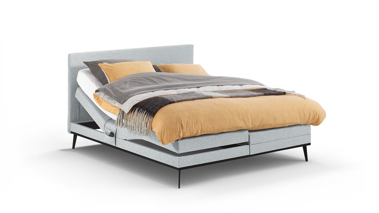 Boxspring Viggo Verstelbaar Met Silver Pocket Deluxe Foam Matras - 140 x 210 cm - oakland grijs