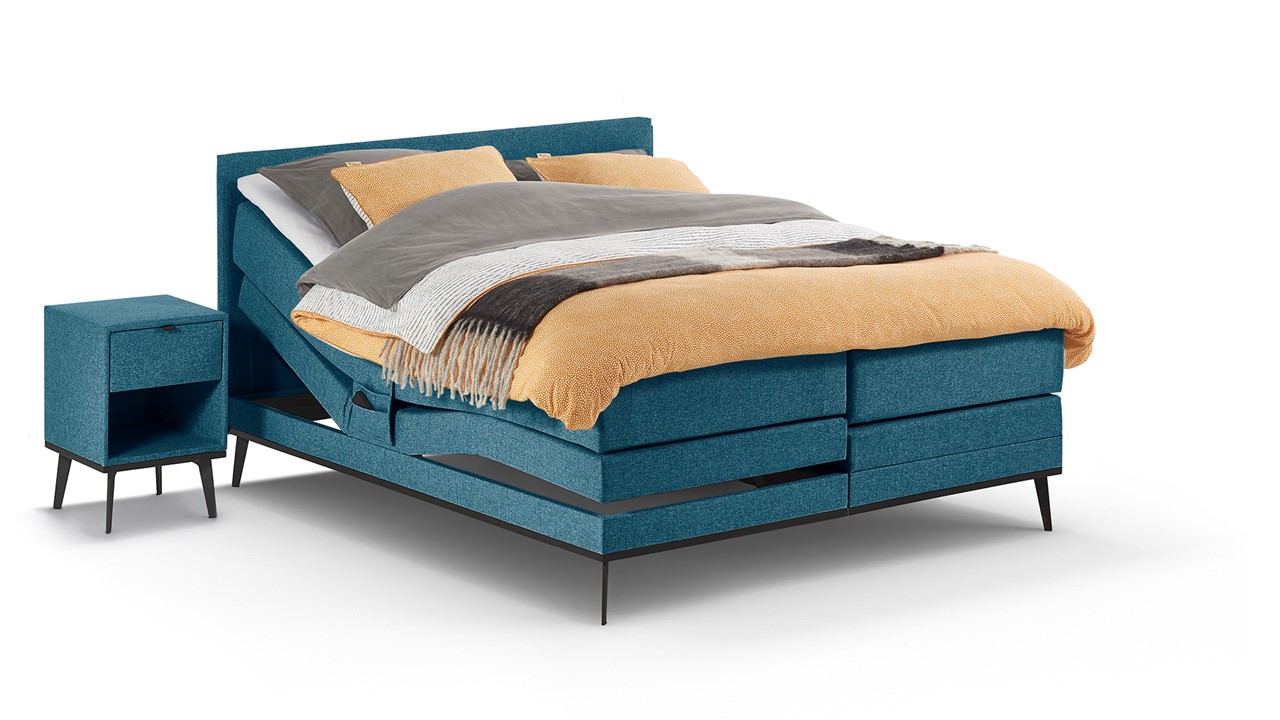 Boxspring Viggo Verstelbaar Met Gestoffeerd Matras - 140 x 210 cm - oakland blauw