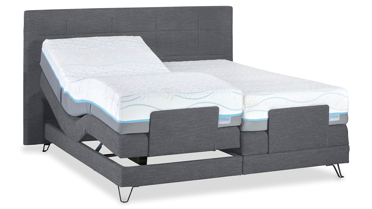 M line Boxspring Supreme Square Verstelbaar Met Slow Motion 2 Matras - 160 x 200 cm - Grijs