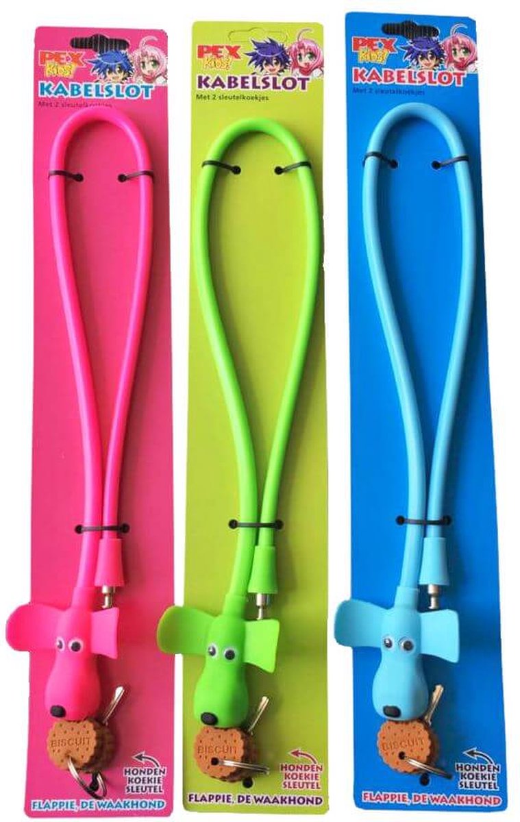 Pexkids Kabelslot Flappie de Waakhond 58 cm - Blauw
