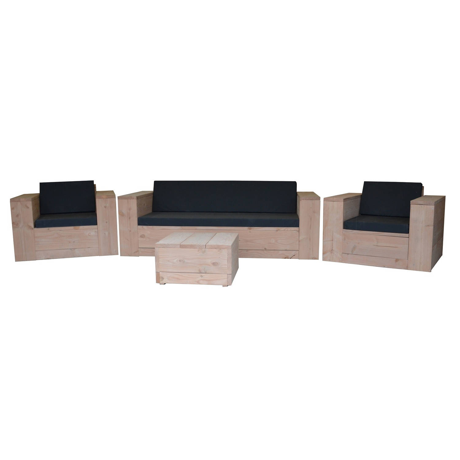 Wood4you Loungeset ""Santa Monica"" Inc.l Kussens - Douglashout - Bruin