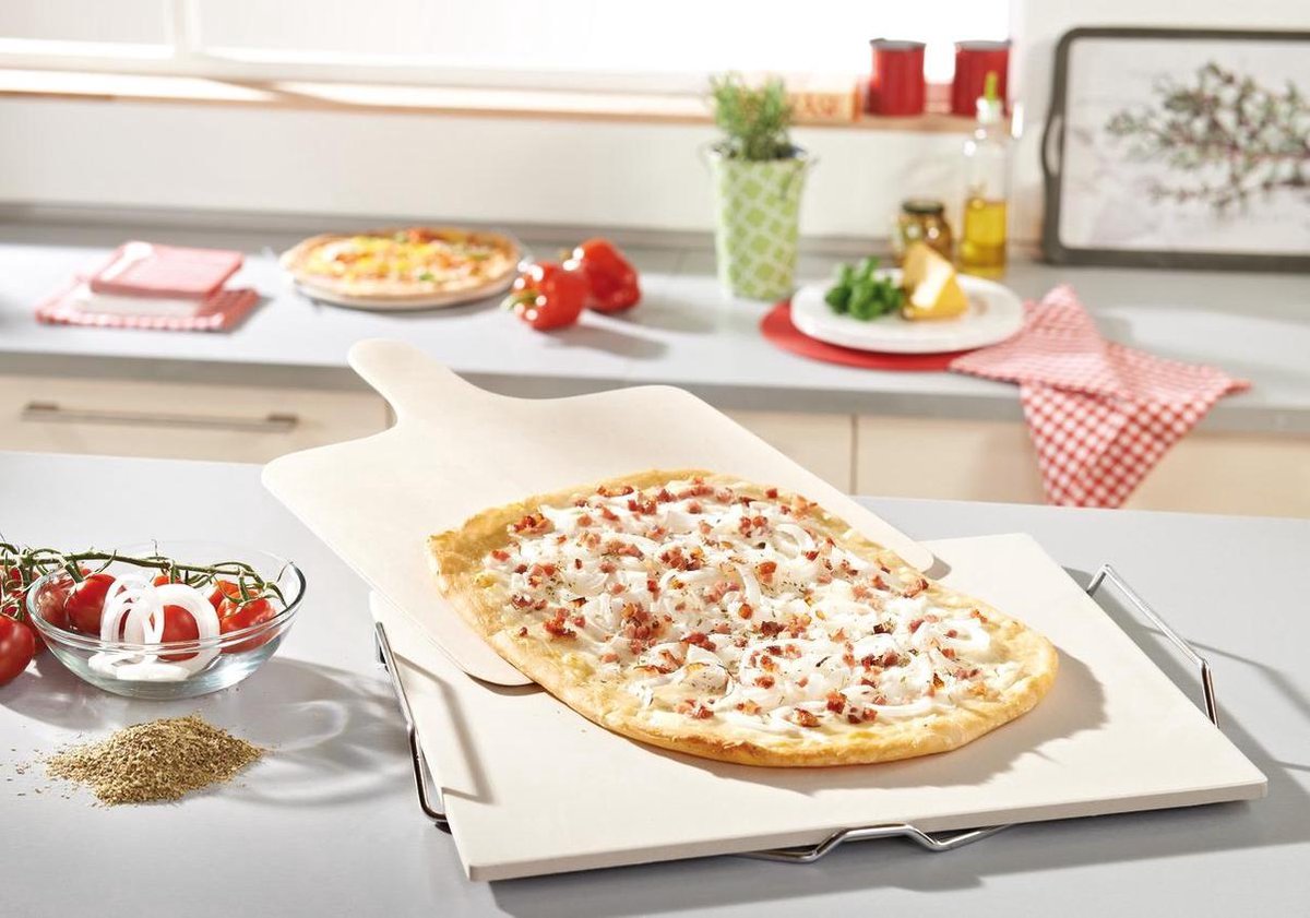 Leifheit Baksteen met Pizzaspatel - Beige