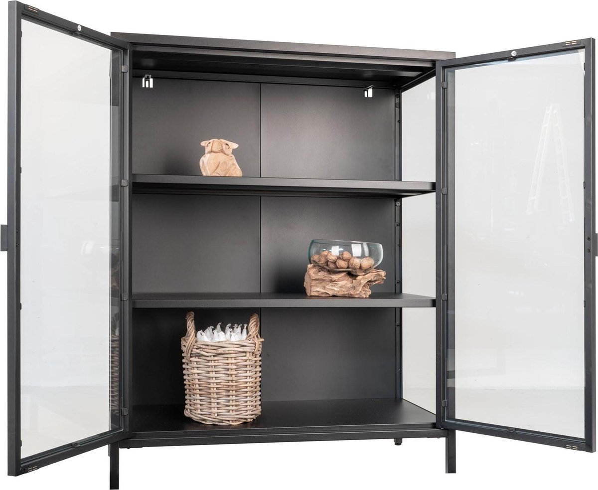 House Nordic Modernee ''Brisbane'' Display Cabinet - L40xB80xH101,5 cm - Zwart