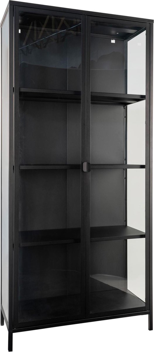 House Nordic Modernee ''Brisbane'' Display Cabinet - L35xB80xH175 cm - Zwart