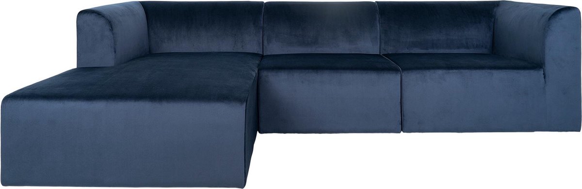 House Nordic Lounge bank in donker fluweel - links gericht "Alba" - L160-90xB272xH67 CM - Blauw