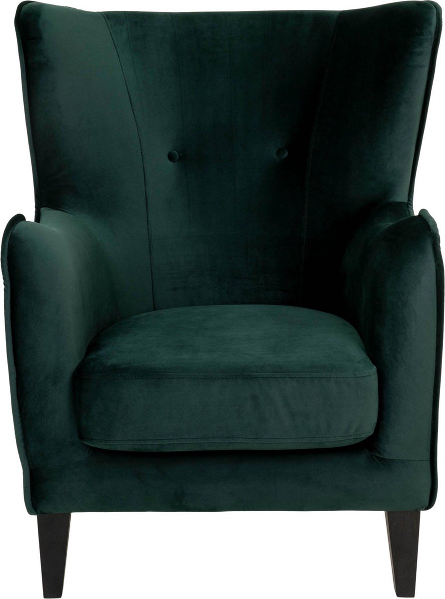 House Nordic Scandinavische stoel in donker fluweel met zwarte poten "Campo" L87xB87xH103 CM - Groen