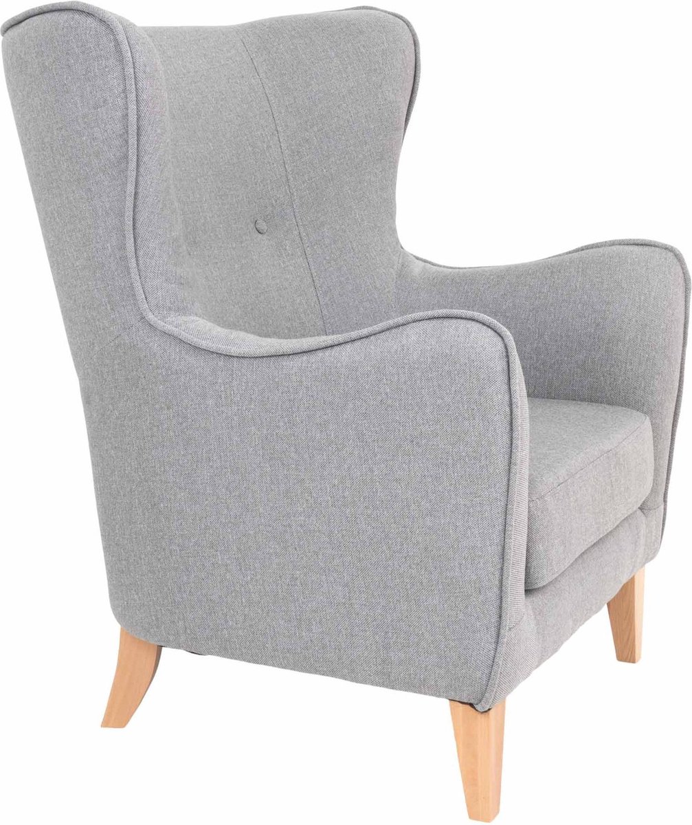 House Nordic Scandinavische stoel in licht met natuurlijke poten "Campo" - L87xB87xH103 CM - Grijs