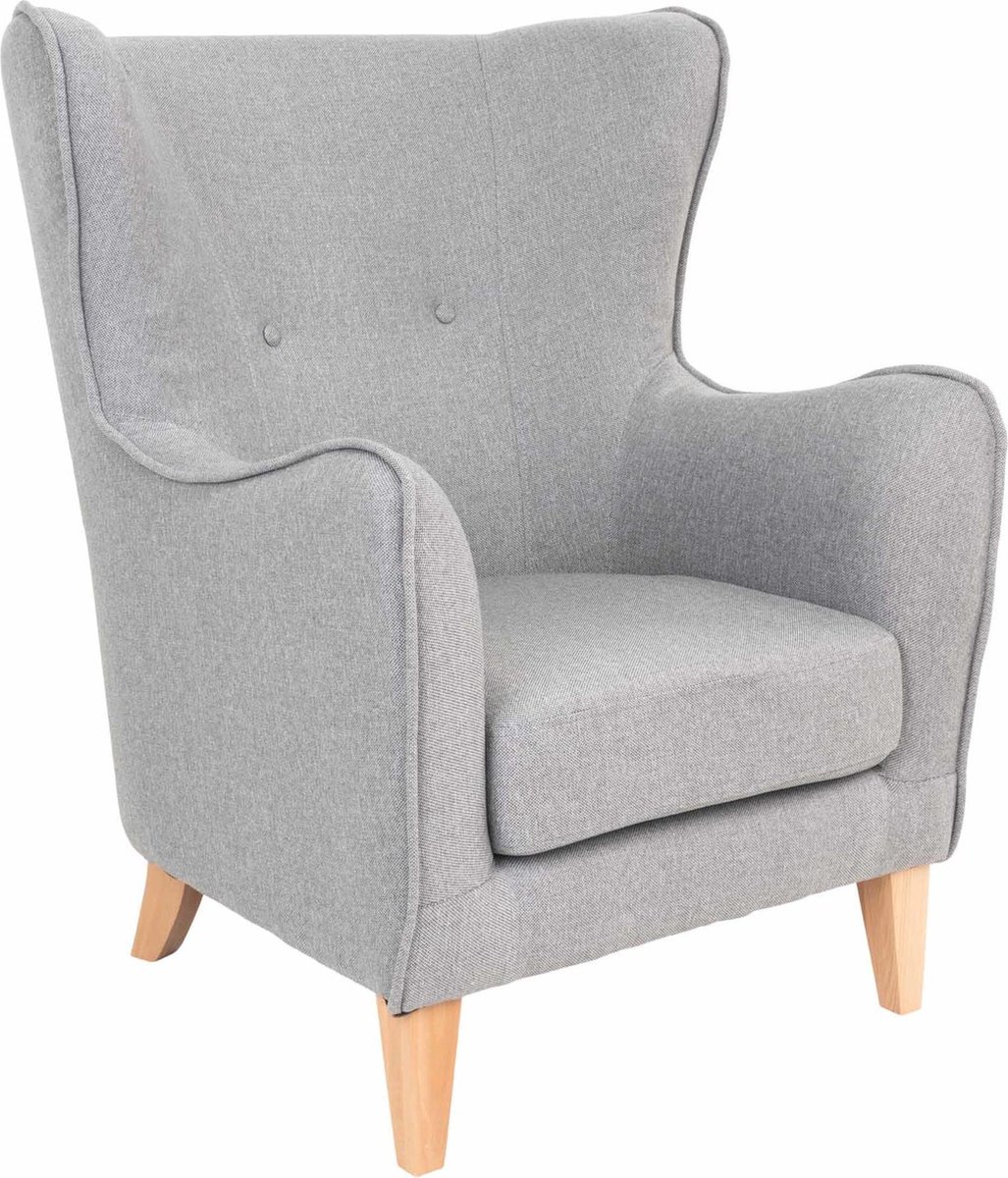 House Nordic Scandinavische stoel in licht met natuurlijke poten "Campo" - L87xB87xH103 CM - Grijs