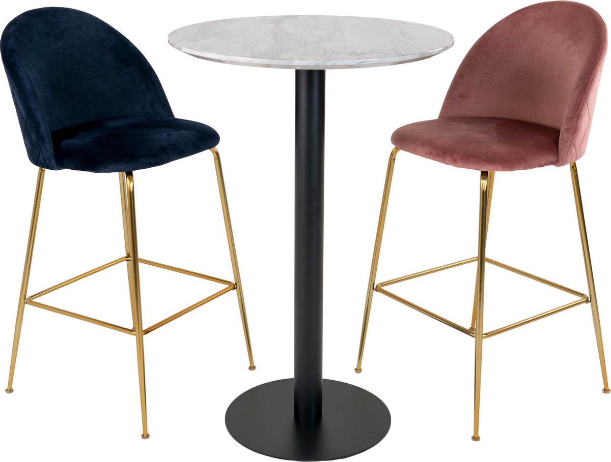 House Nordic Moderne wit/zwarte ''Bolzano'' bartafel - L70xB70xH105 cm