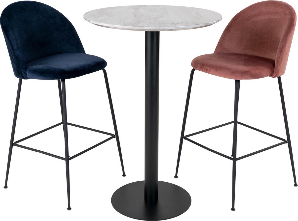 House Nordic Moderne wit/zwarte ''Bolzano'' bartafel - L70xB70xH105 cm