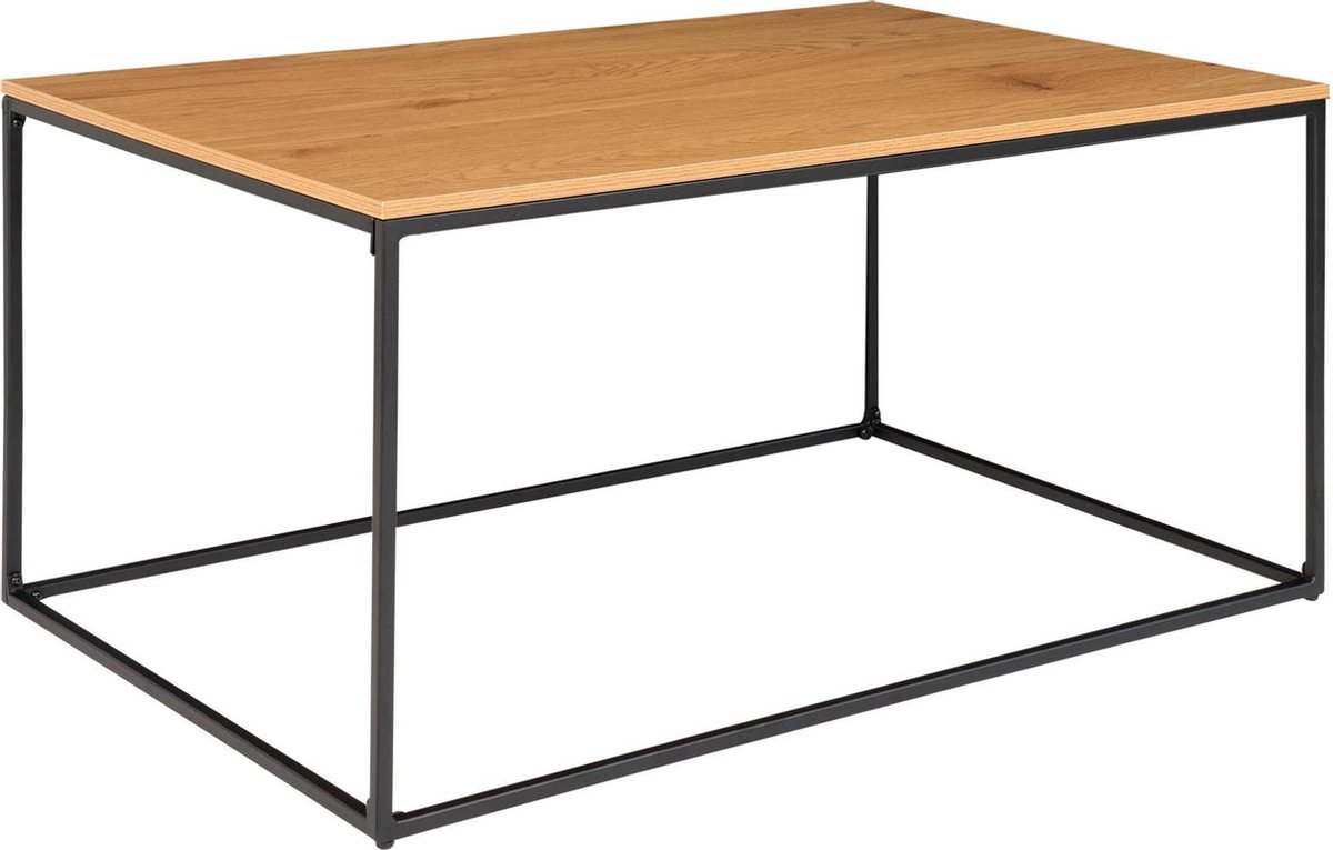 Kelvi Moderne natuurlijke bruine ''Jochem'' koffietafel - L60xB90xH45 cm - Zwart